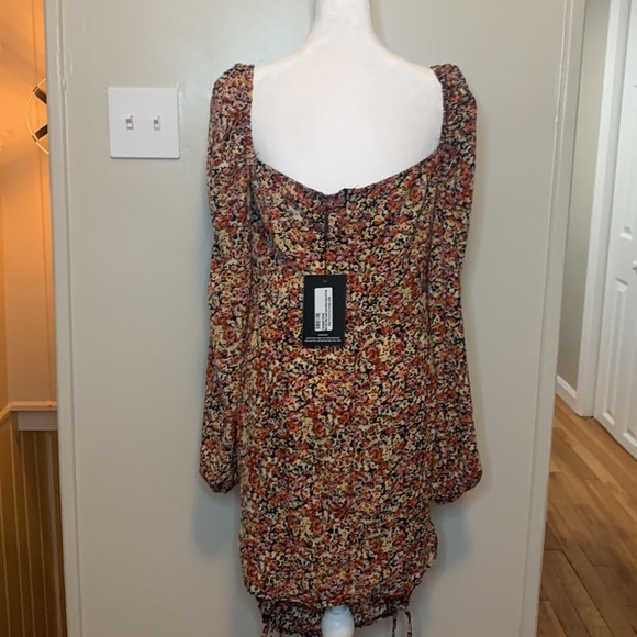 Pretty Little Thing Multi Floral Chiffon Double Ruched Bodycon Dress Shabby Chic - Picture 7 of 13